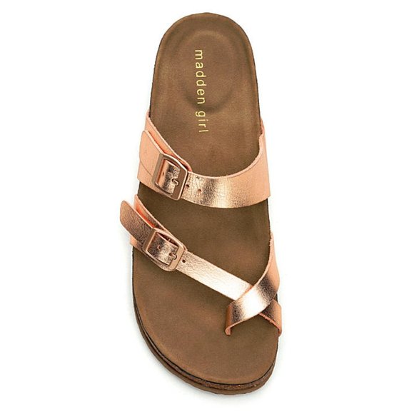 madden girl sandals rose gold
